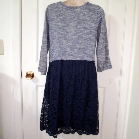 Anthropologie Lilka Marya Lace Navy Striped Dress - Picture 5 of 6